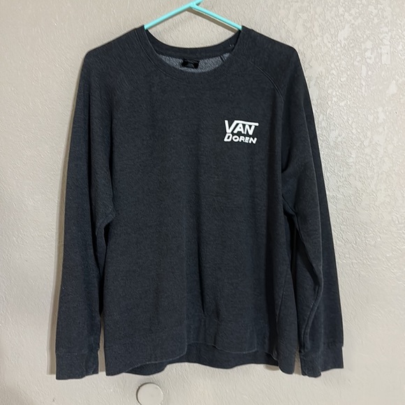 Vans charcoal gray crew neck sweat shirt tell friend VanDoren logo - Picture 3 of 4